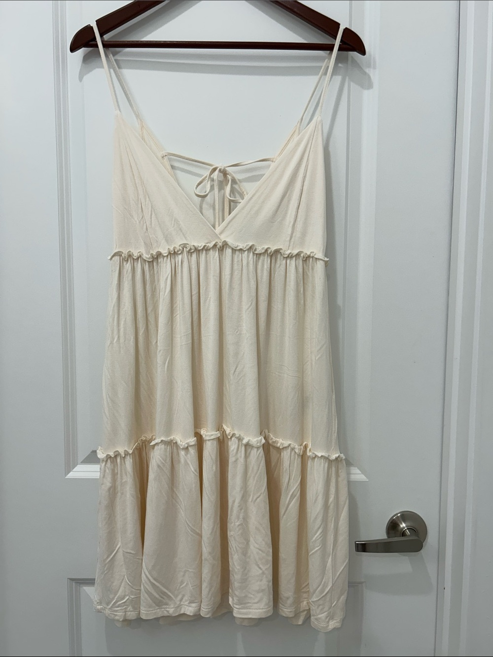 Forever 21 Cream Tiered Spaghetti Strap Sundress